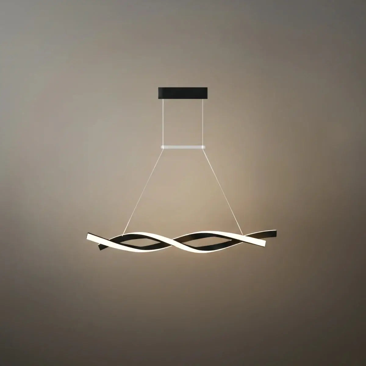 Modern Wave Design Pendant – Matte Black LED for Dining Room/Kitchen Island - Flindria