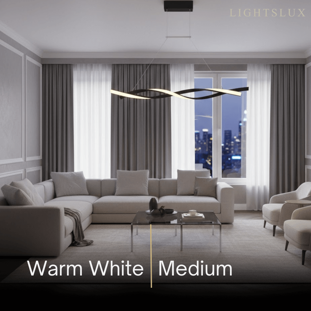 Modern Wave Design Pendant – Matte Black LED for Dining Room/Kitchen Island - Flindria