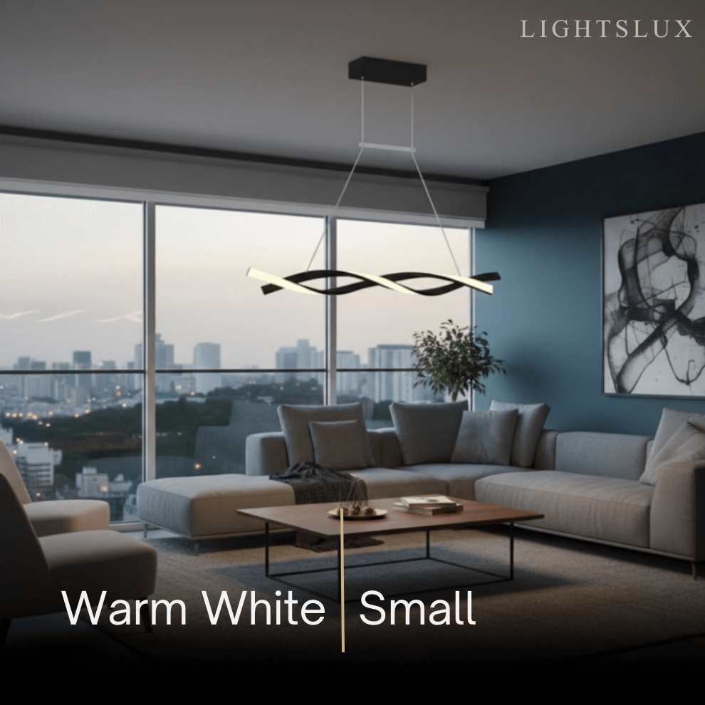 Modern Wave Design Pendant – Matte Black LED for Dining Room/Kitchen Island - Flindria