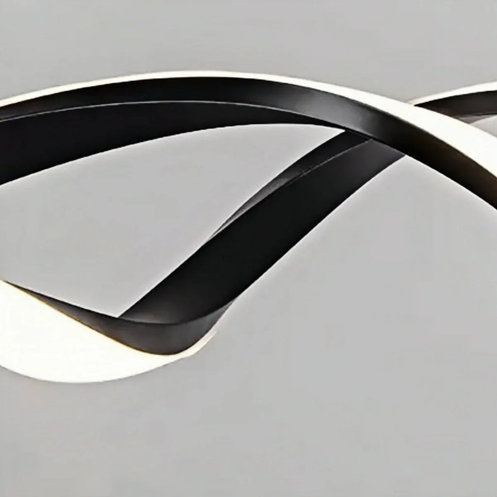 Modern Wave Design Pendant – Matte Black LED for Dining Room/Kitchen Island - Flindria