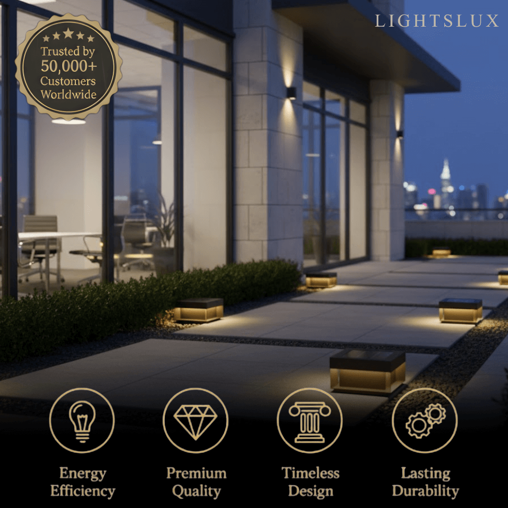 Luz solar rectangular moderna para suelo – acero inoxidable para camino y jardín - Flindria