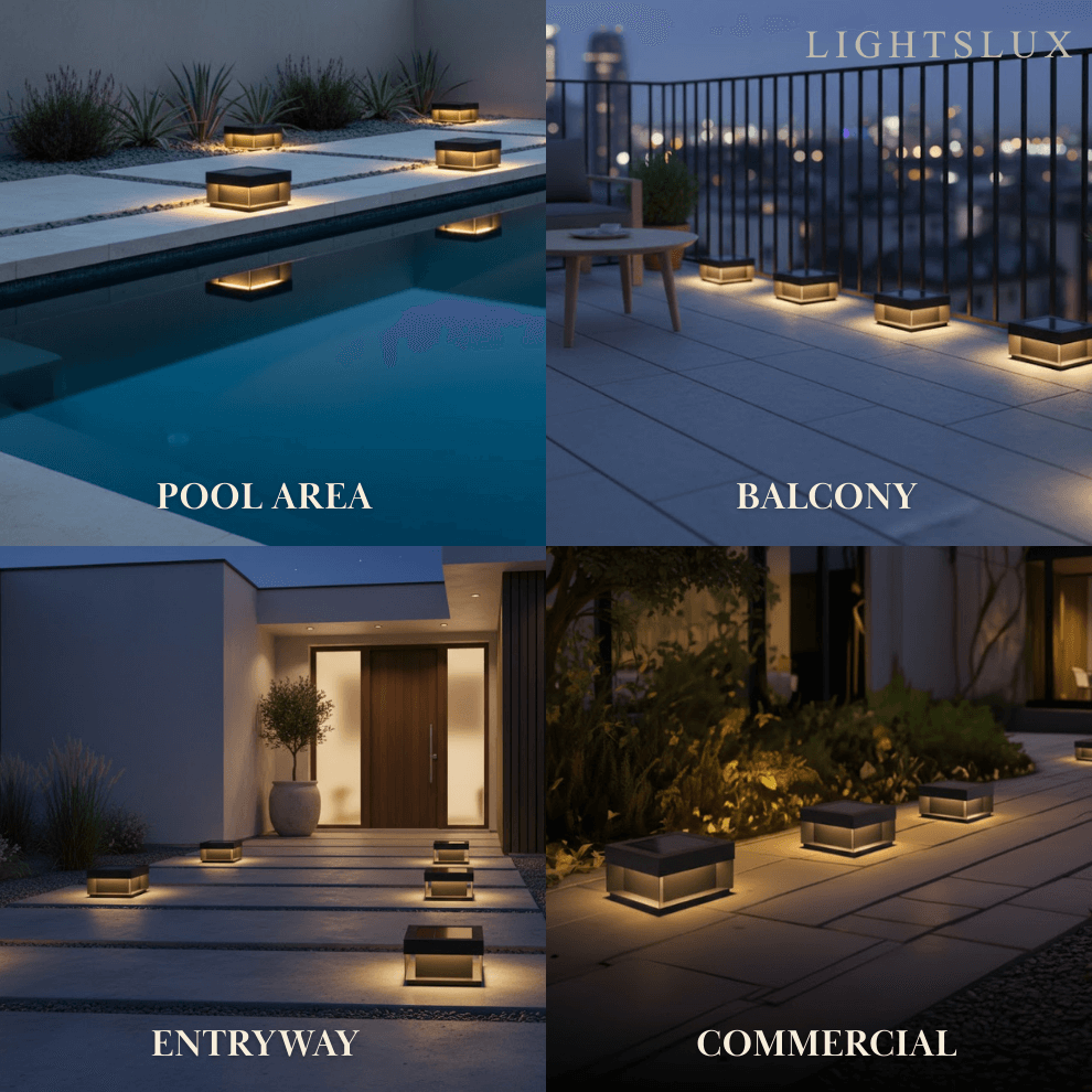 Luz solar rectangular moderna para suelo – acero inoxidable para camino y jardín - Flindria