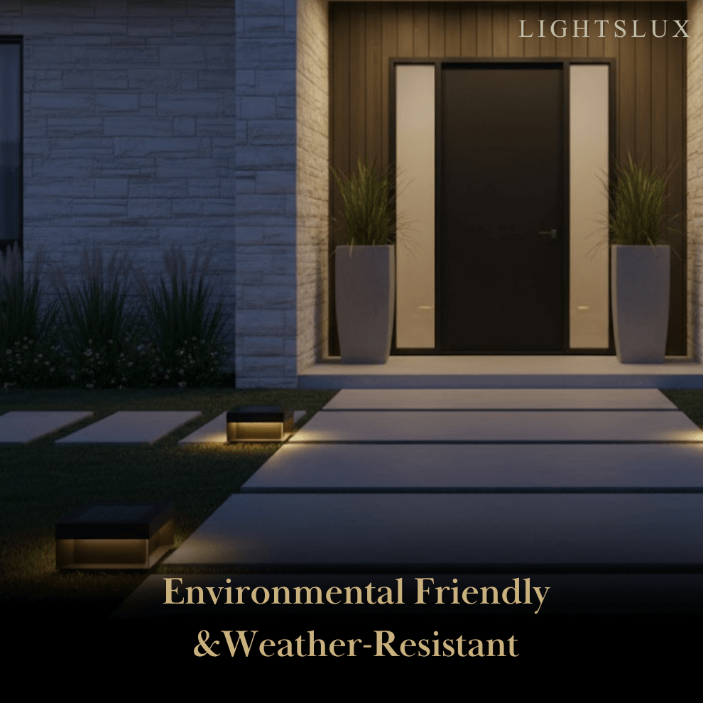 Luz solar rectangular moderna para suelo – acero inoxidable para camino y jardín - Flindria