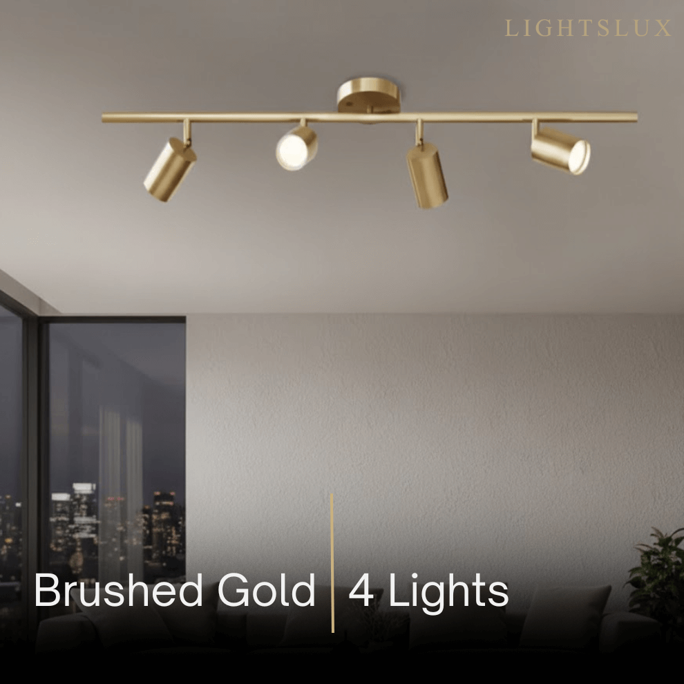 Minimalistische lineaire spotschijnwerper – Geborsteld goud/mat zwart voor woonkamer/studeerkamer - Flindria