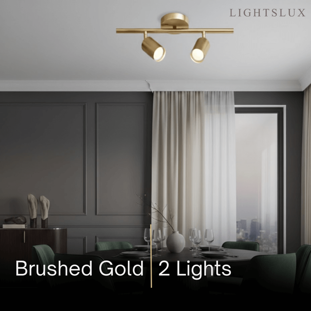 Minimalistische lineaire spotschijnwerper – Geborsteld goud/mat zwart voor woonkamer/studeerkamer - Flindria