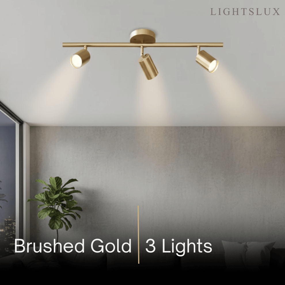 Minimalistische lineaire spotschijnwerper – Geborsteld goud/mat zwart voor woonkamer/studeerkamer - Flindria