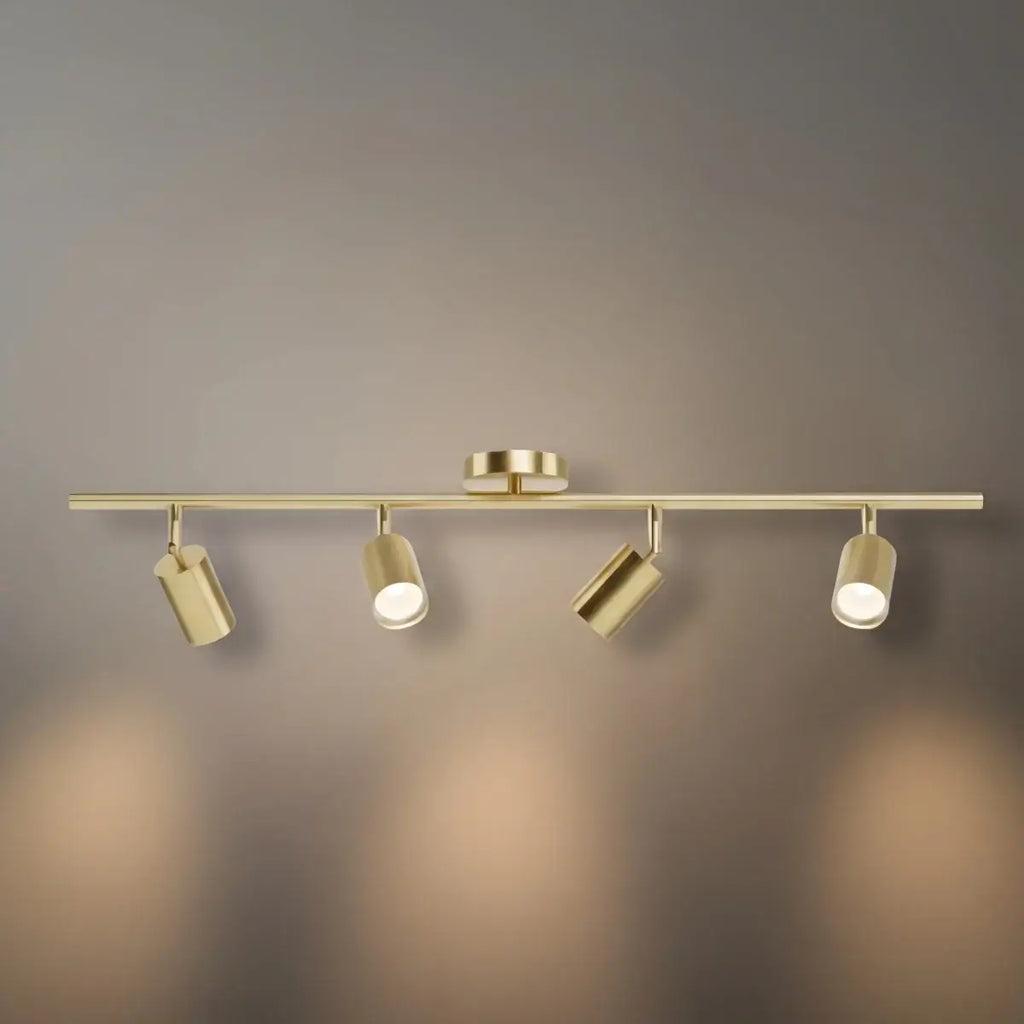 Minimalistische lineaire spotschijnwerper – Geborsteld goud/mat zwart voor woonkamer/studeerkamer - Flindria