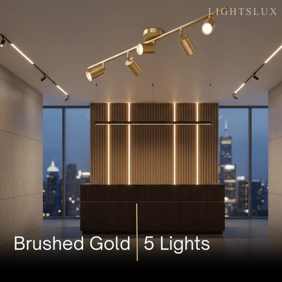 Minimalistische lineaire spotschijnwerper – Geborsteld goud/mat zwart voor woonkamer/studeerkamer - Flindria