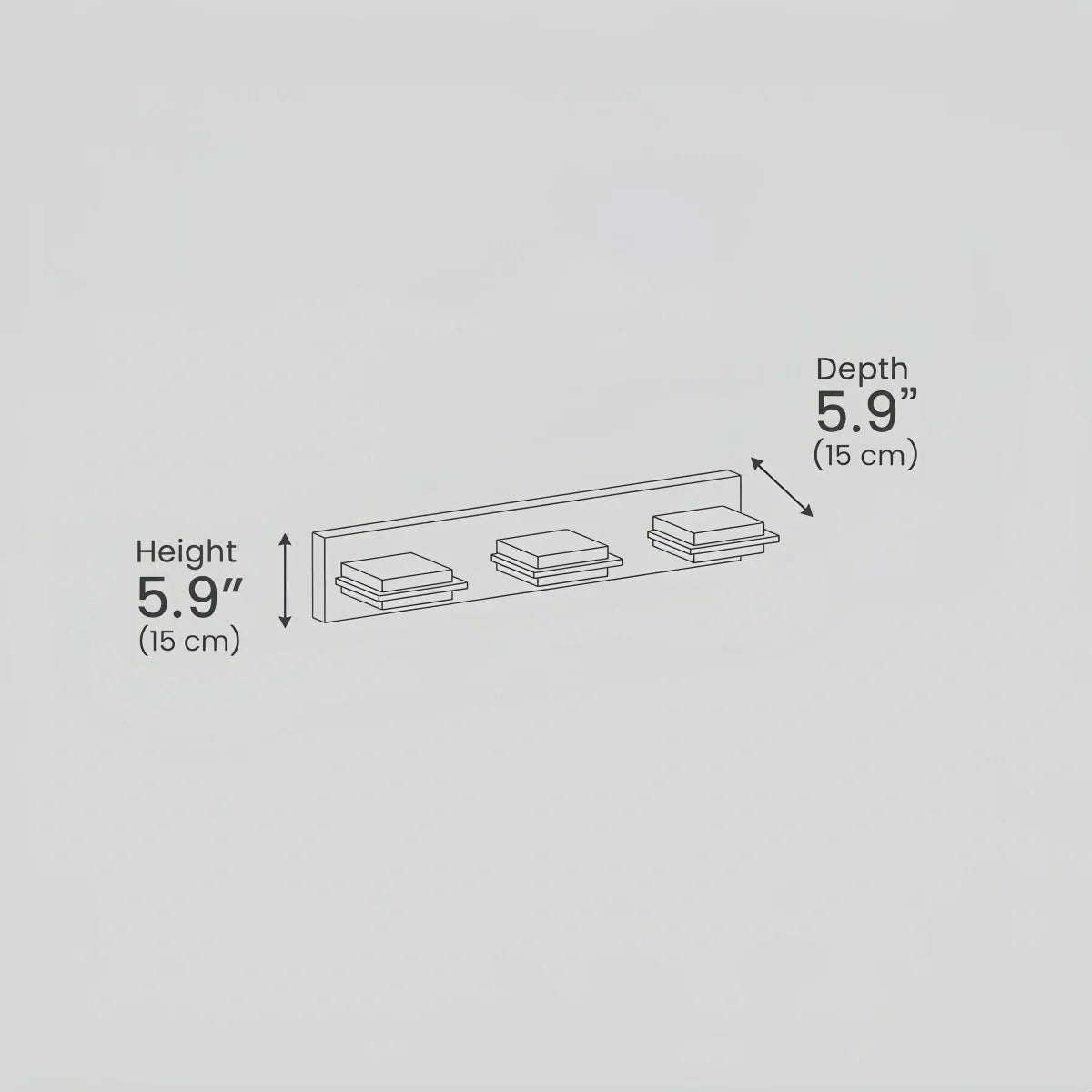 モダン3灯バスルームバニティ – キューブアクリルシェード マットブラック＆ゴールド バスルーム用 - Flindria