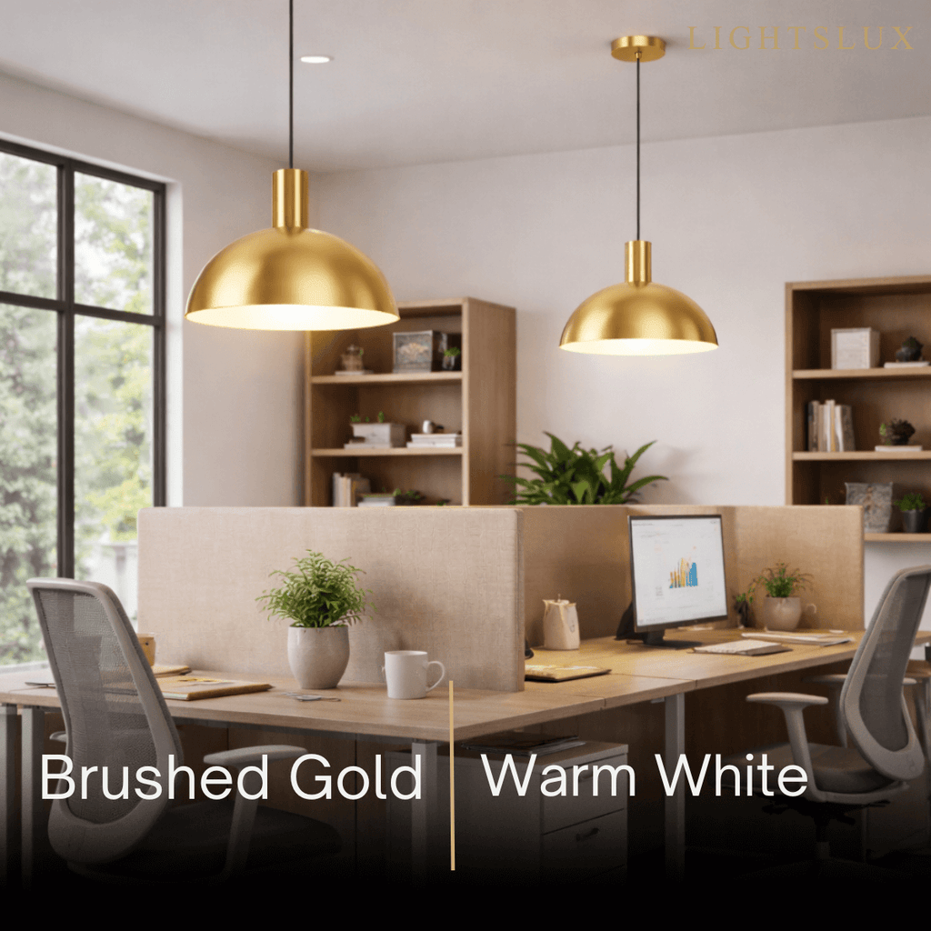 Lámpara colgante de mediados de siglo – Latón macizo en dorado cepillado/negro mate para comedor - Flindria