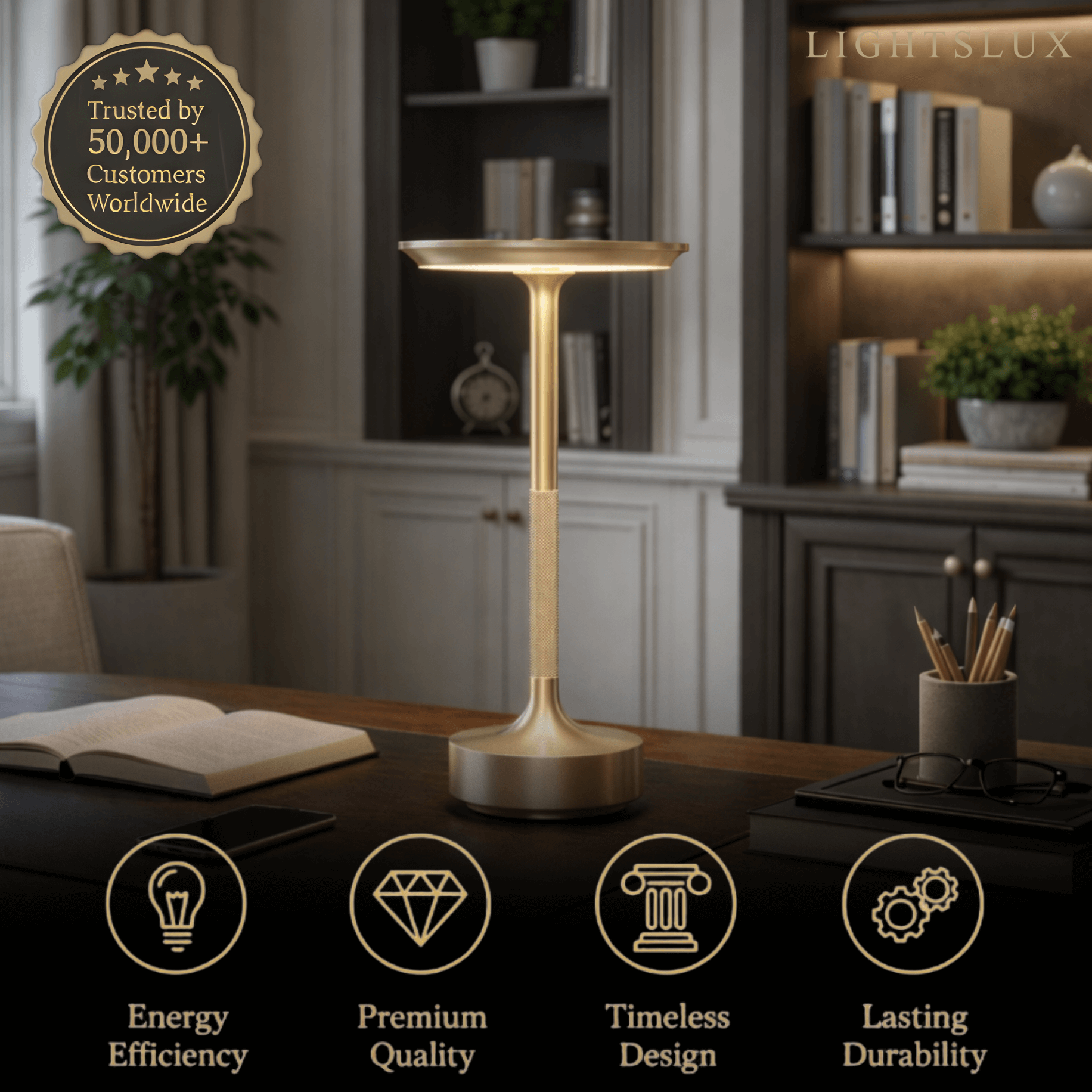 Modern Rechargeable Table Lamp – Touch Dimming & 3 Color Temperatures - Flindria