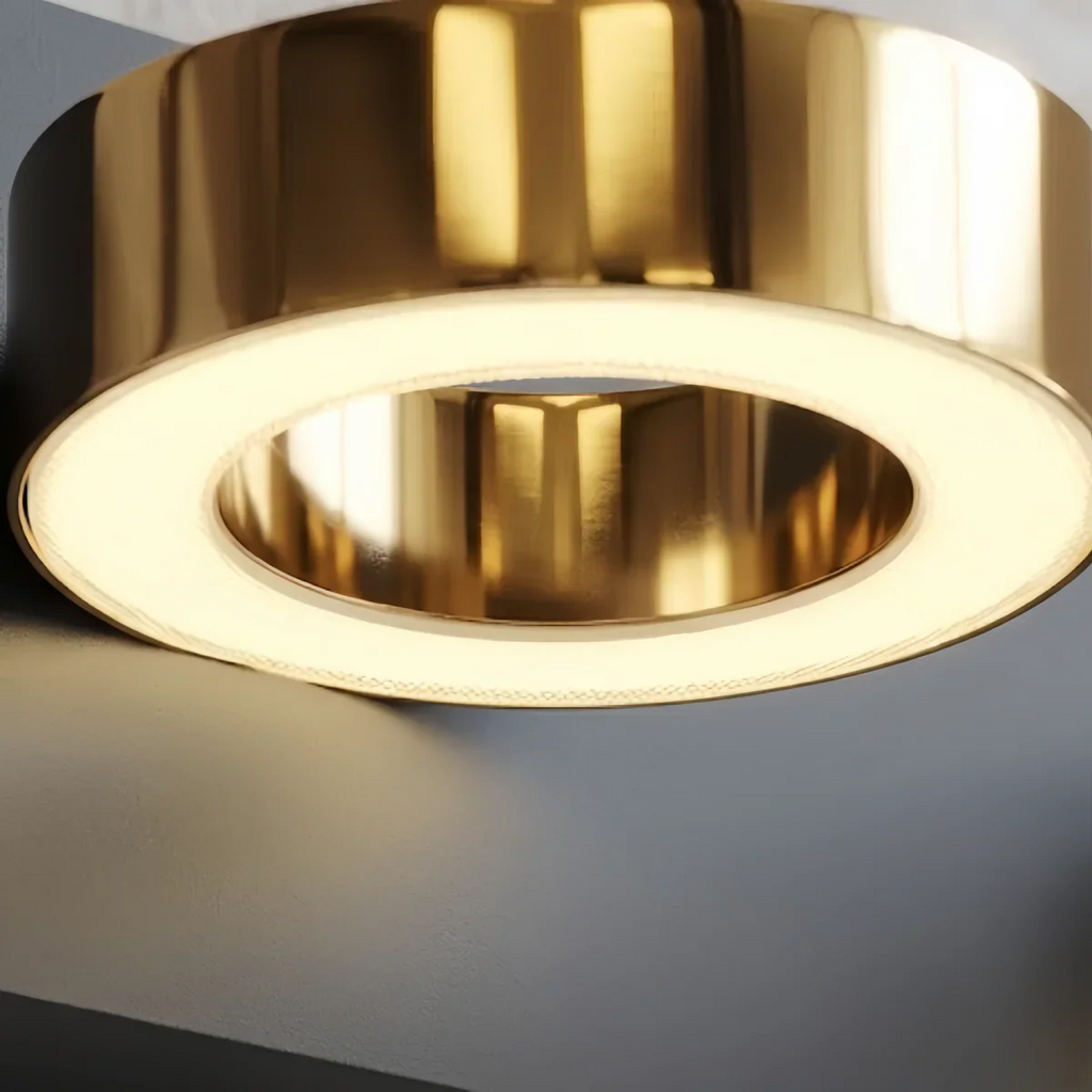 Luz de Tocador Moderna de 3 Luces – Pantallas Acrílicas Circulares en Marco Negro Mate/Dorado para Baño - Flindria