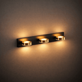 Luz de Tocador Moderna de 3 Luces – Pantallas Acrílicas Circulares en Marco Negro Mate/Dorado para Baño - Flindria
