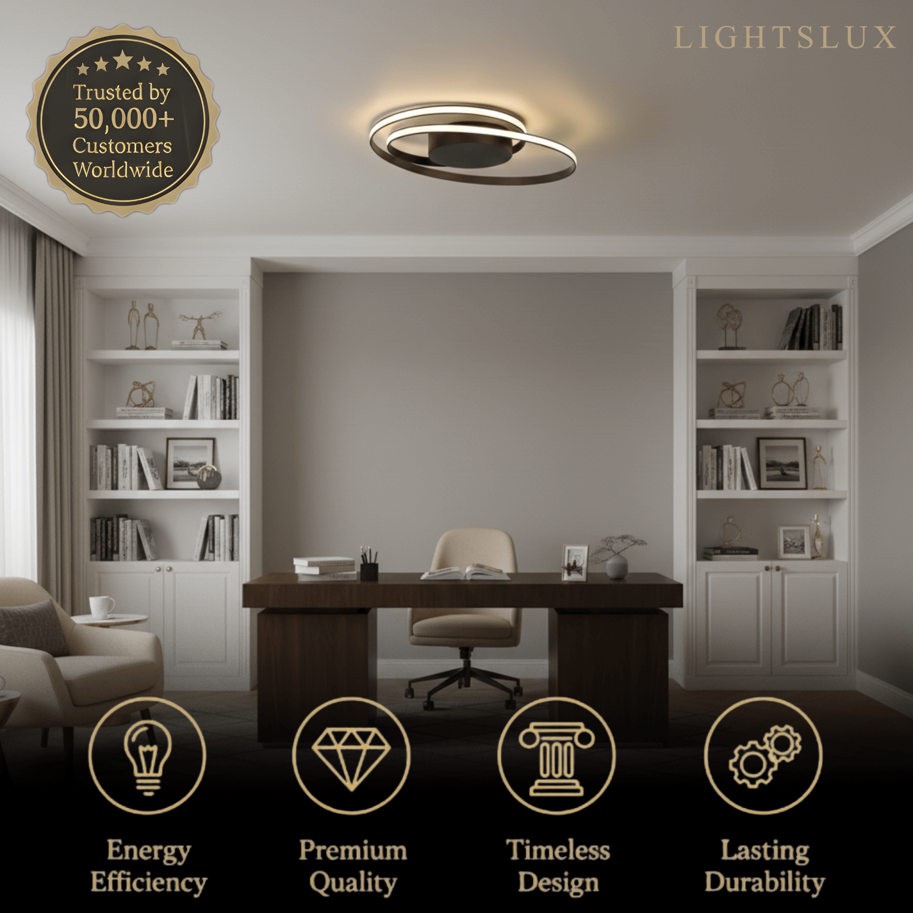 Spiral Ceiling Light – Black Ash Iron & Silica Gel for Bedroom/Living Room - Flindria