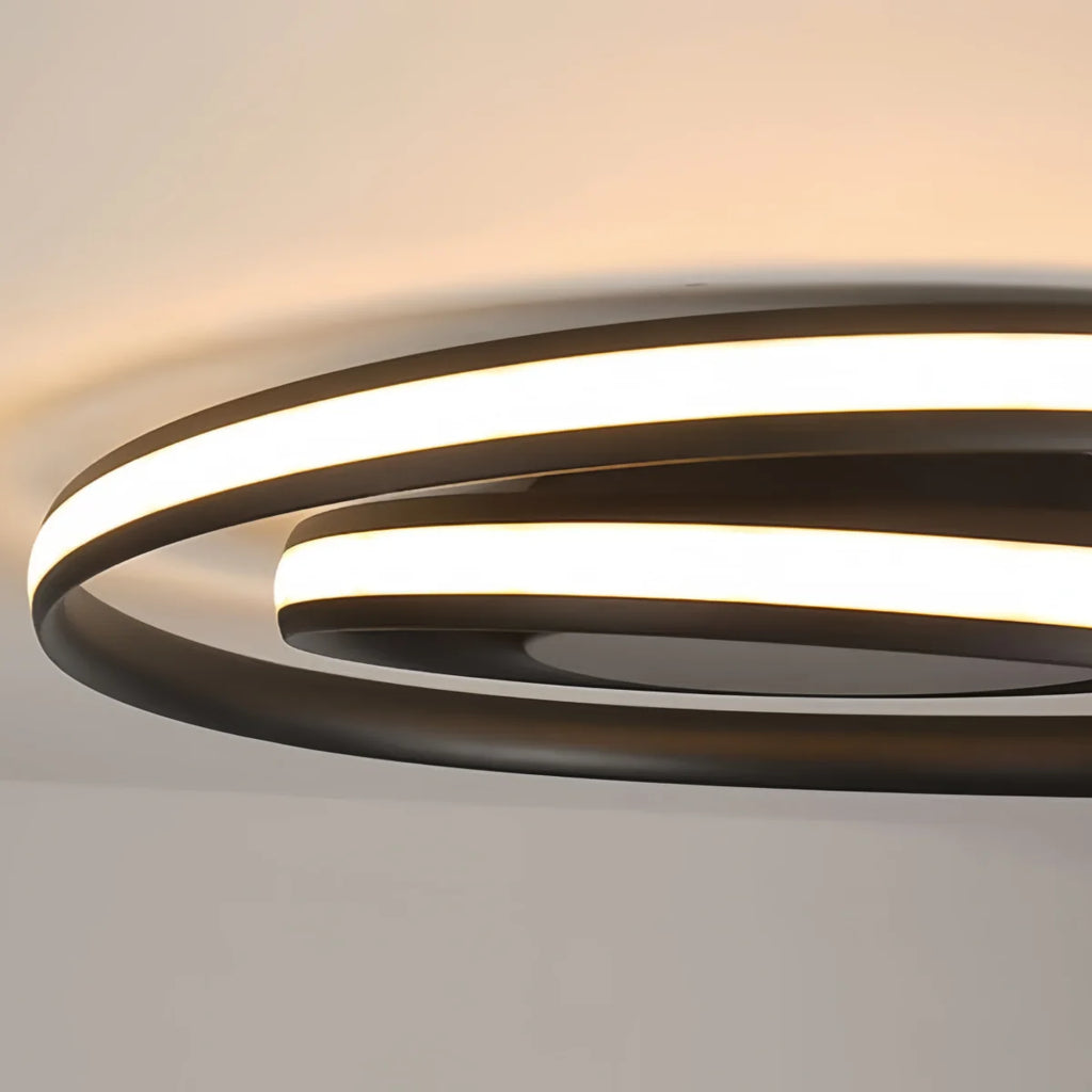 Spiral Ceiling Light – Black Ash Iron & Silica Gel for Bedroom/Living Room - Flindria