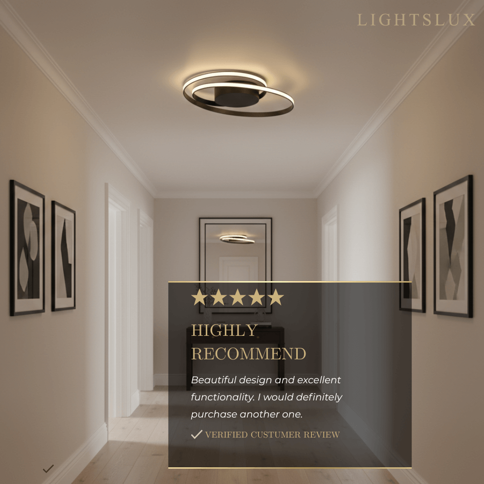 Spiral Ceiling Light – Black Ash Iron & Silica Gel for Bedroom/Living Room - Flindria