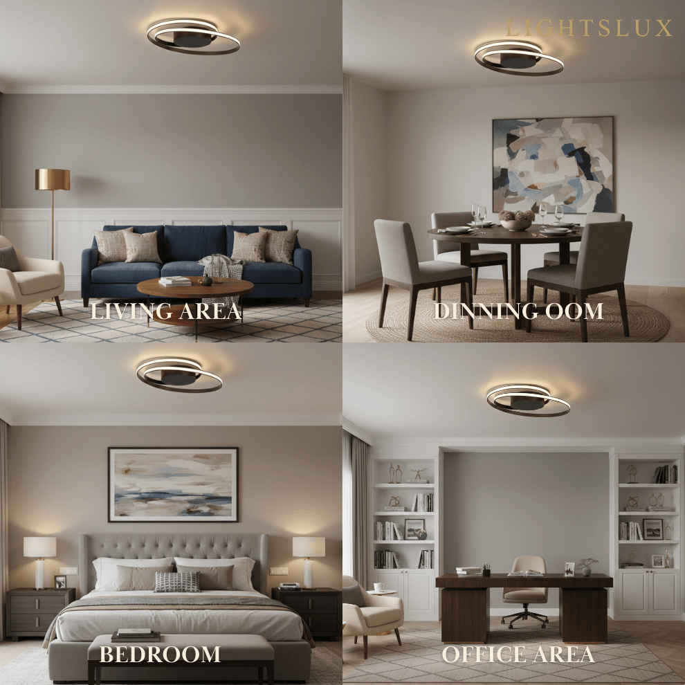 Spiral Ceiling Light – Black Ash Iron & Silica Gel for Bedroom/Living Room - Flindria