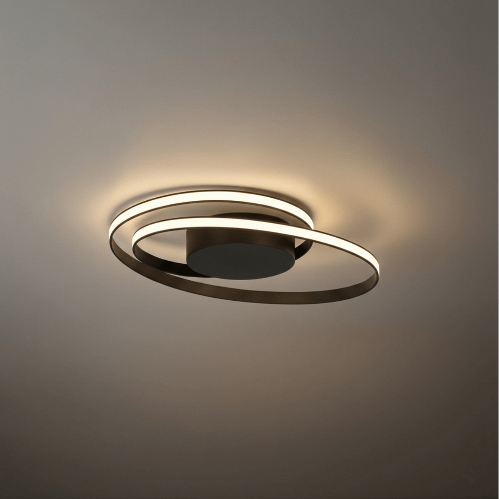 Spiral Ceiling Light – Black Ash Iron & Silica Gel for Bedroom/Living Room - Flindria
