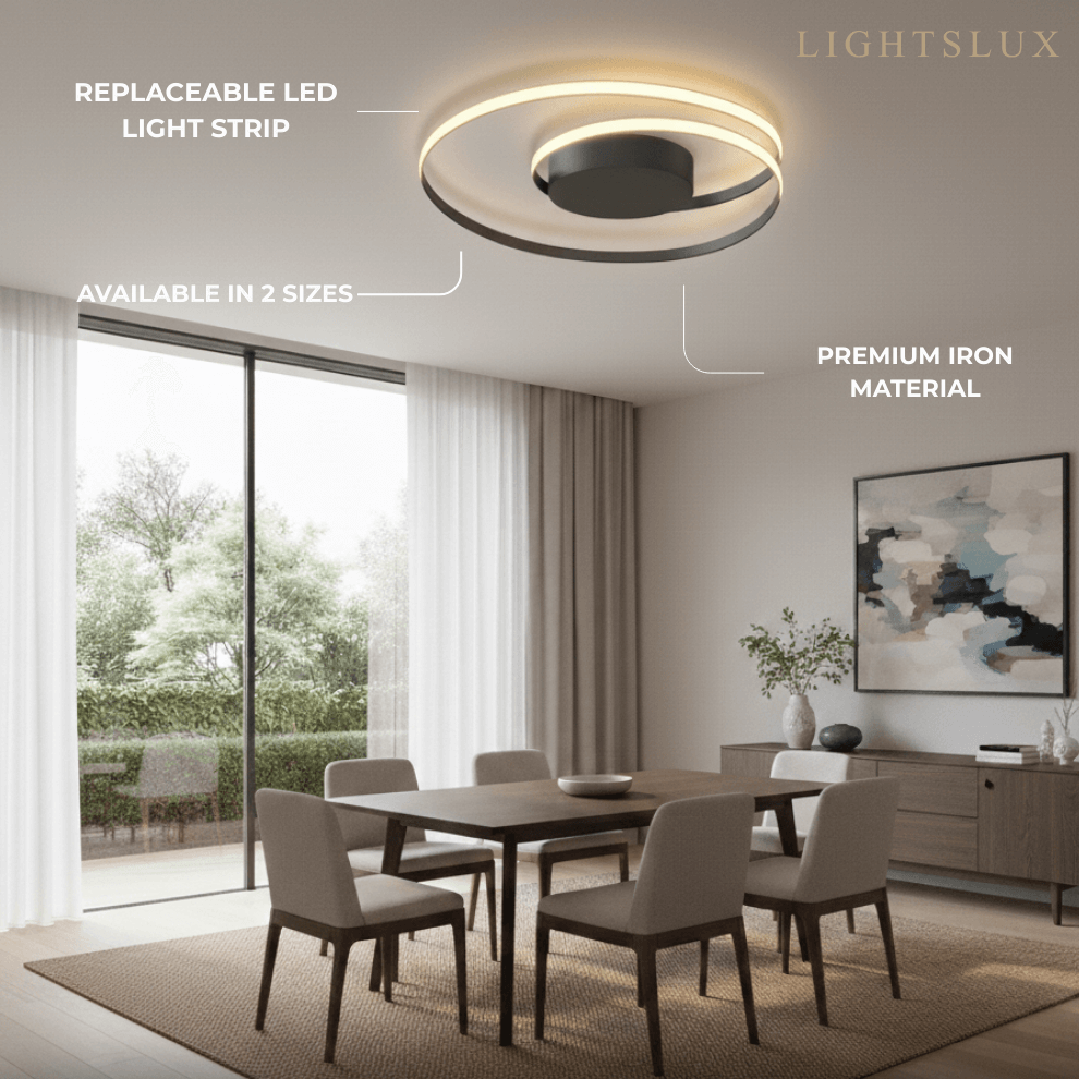 Spiral Ceiling Light – Black Ash Iron & Silica Gel for Bedroom/Living Room - Flindria