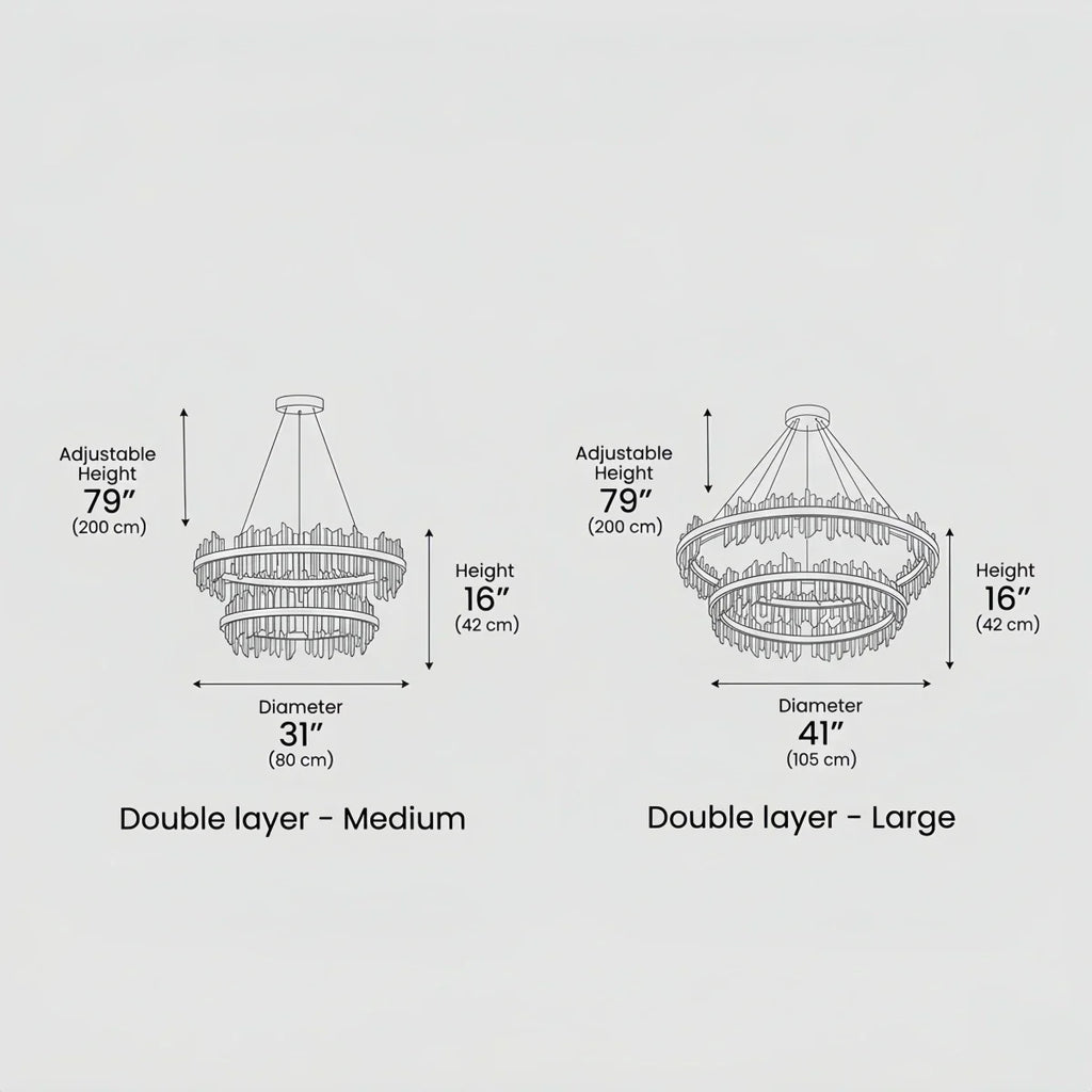 Dual-Ring Chandelier – Stainless Steel in Jet Black or Polished Gold for Living Room - Flindria