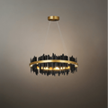 Dual-Ring Chandelier – Stainless Steel in Jet Black or Polished Gold for Living Room - Flindria