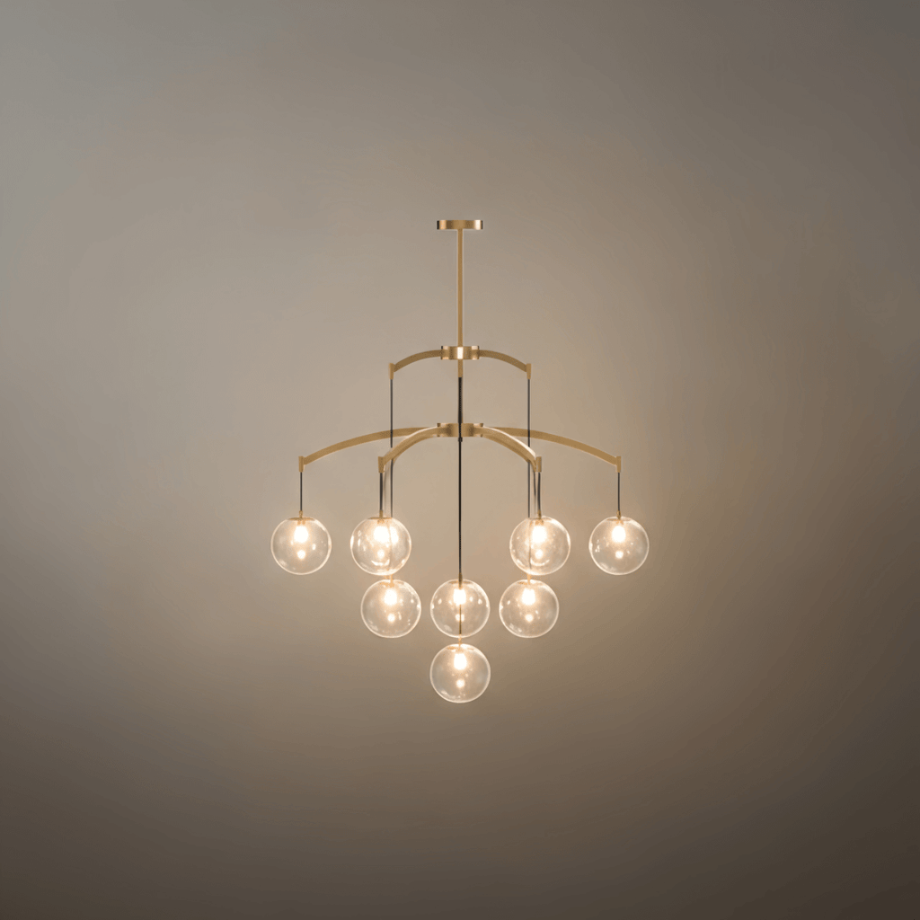 Lámpara de araña Royal Globe – Latón macizo cepillado dorado regulable para sala de estar - Flindria