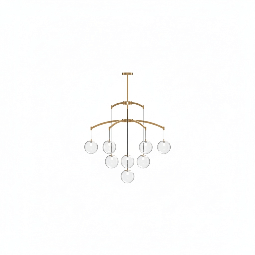 Lámpara de araña Royal Globe – Latón macizo cepillado dorado regulable para sala de estar - Flindria