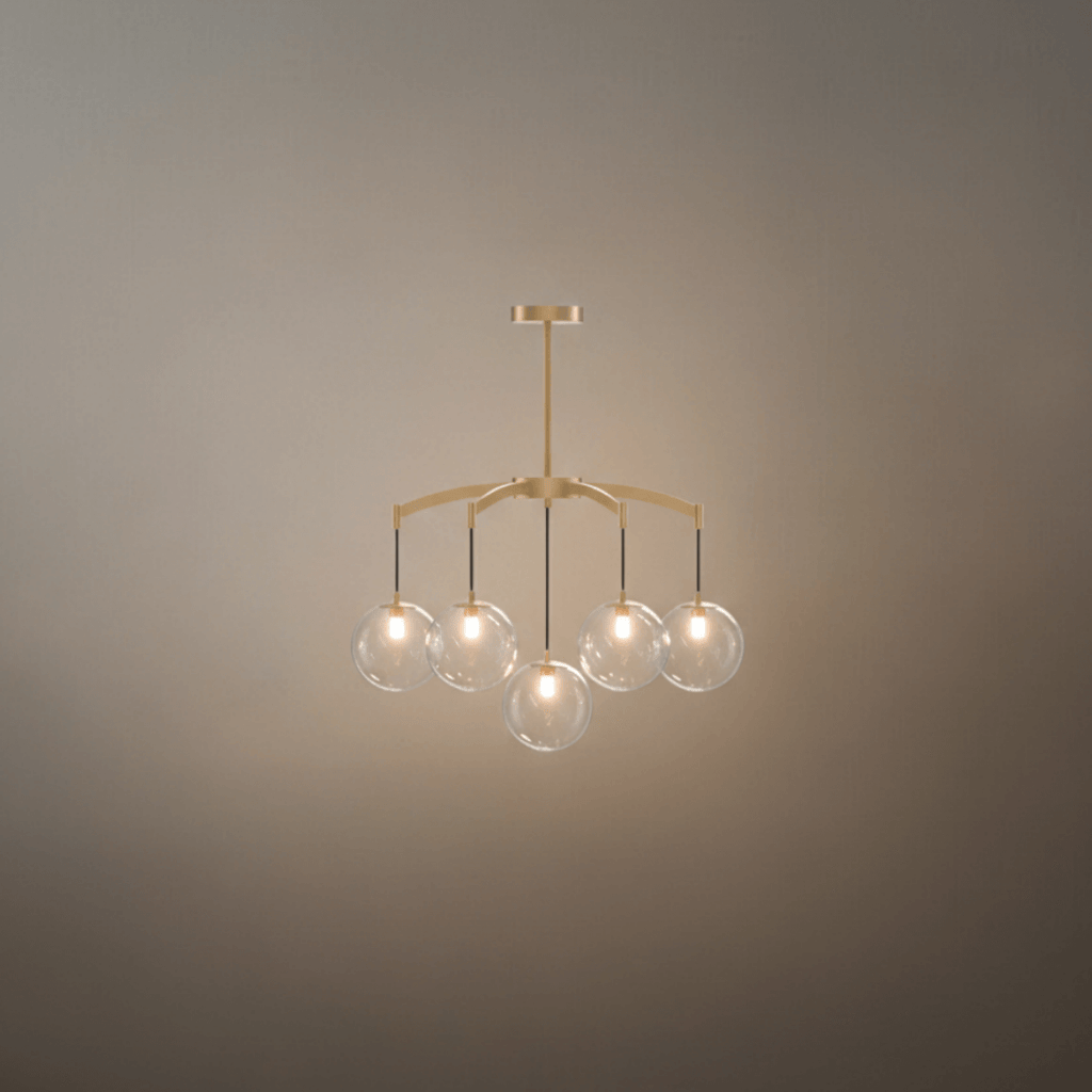 Lámpara de araña Royal Globe – Latón macizo cepillado dorado regulable para sala de estar - Flindria