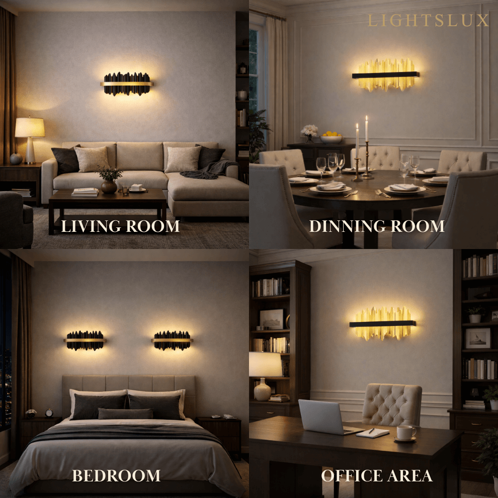 Aplique de pared lineal moderno en forma de carámbano – Hierro y acero negro/dorado pulido para sala de estar - Flindria