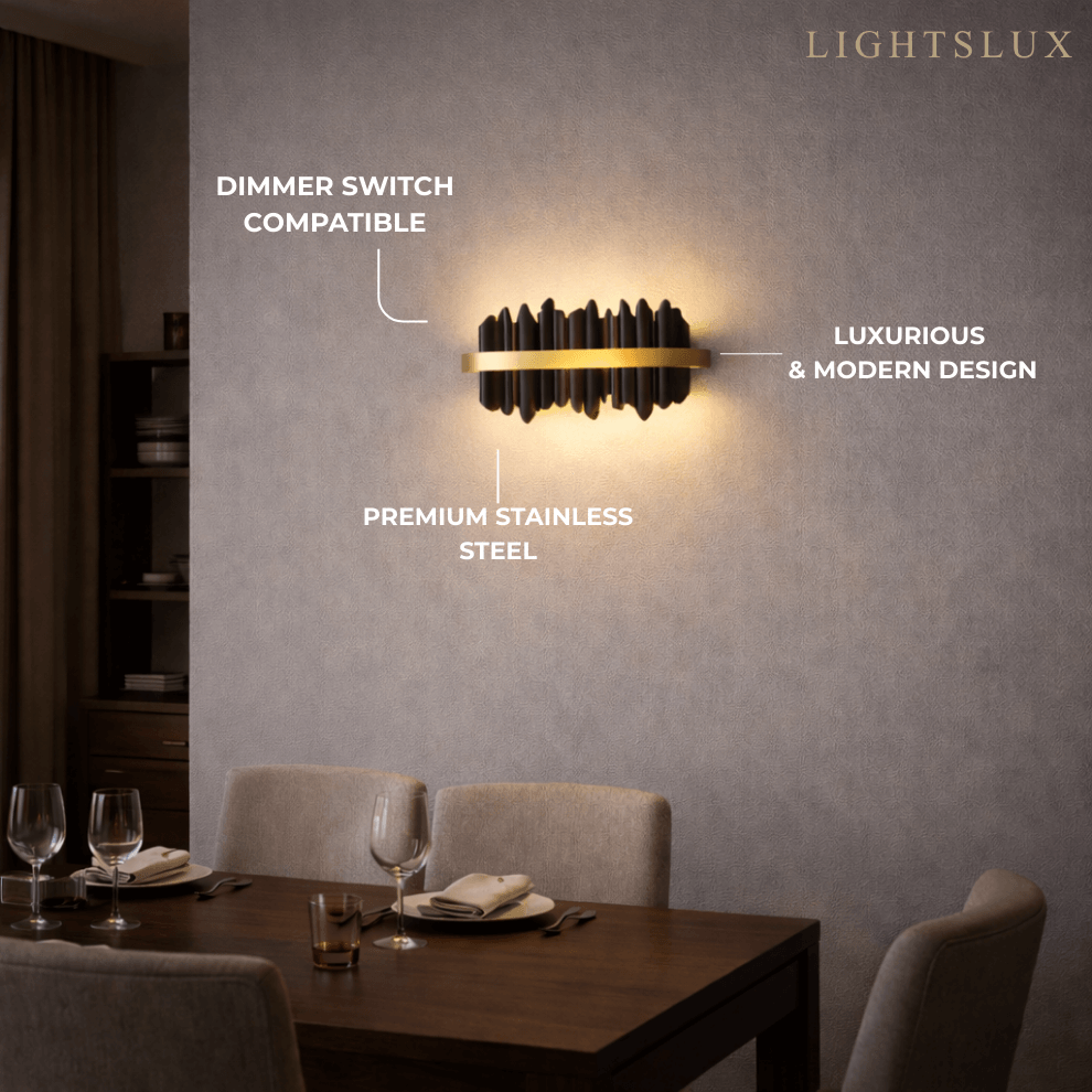 Aplique de pared lineal moderno en forma de carámbano – Hierro y acero negro/dorado pulido para sala de estar - Flindria