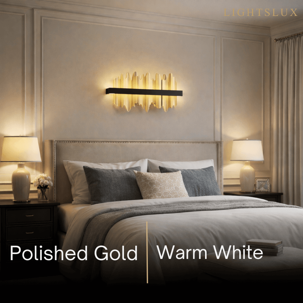 Aplique de pared lineal moderno en forma de carámbano – Hierro y acero negro/dorado pulido para sala de estar - Flindria