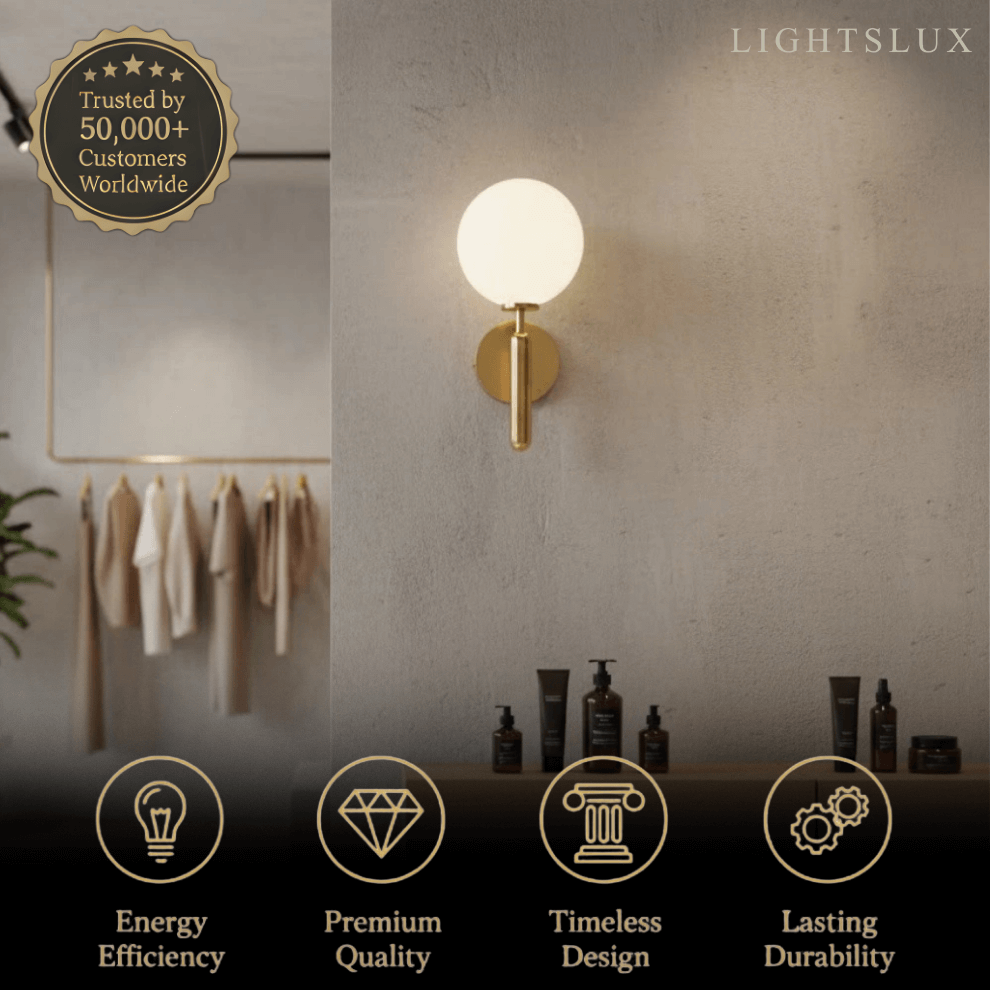 Aplique de pared moderno de latón macizo – Oro cepillado con acentos de vidrio liso para sala de estar - Flindria