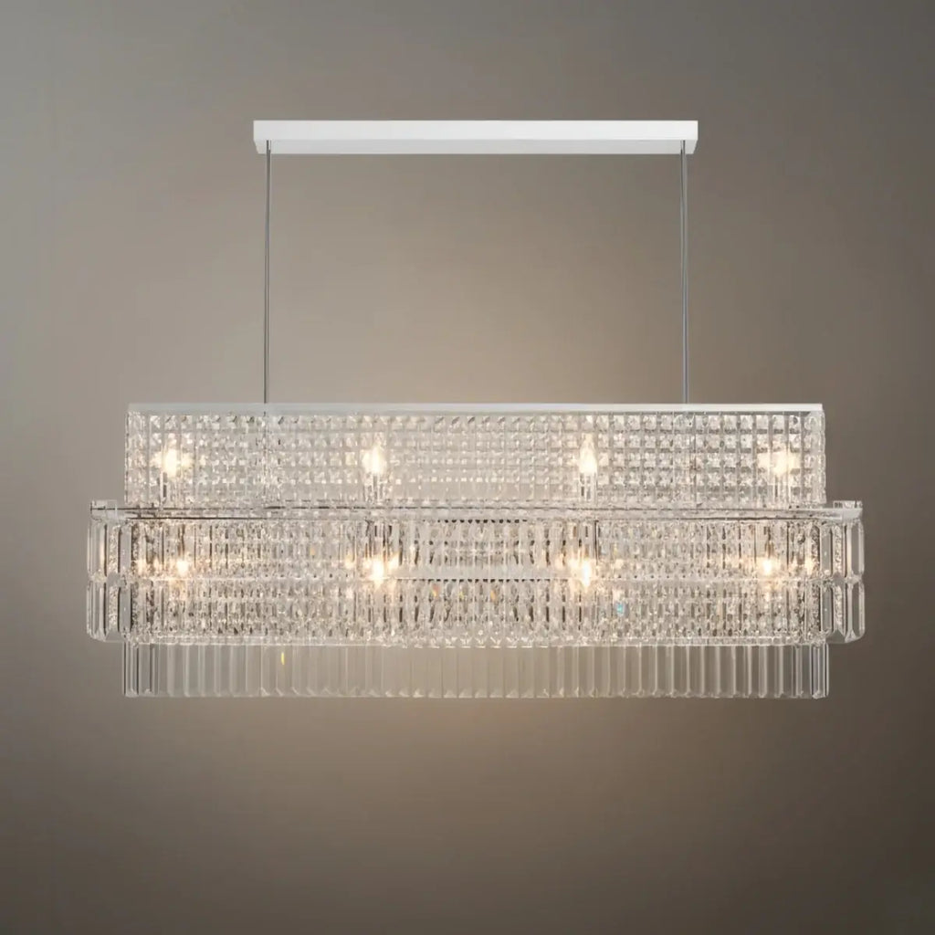 Lámpara de araña Royal Cascade con cristales – Acero inoxidable cepillado en cromo/oro para sala de estar - Flindria