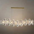 Lujoso colgante de cristal – Dorado y gris ahumado con cristales transparentes para comedor - Flindria