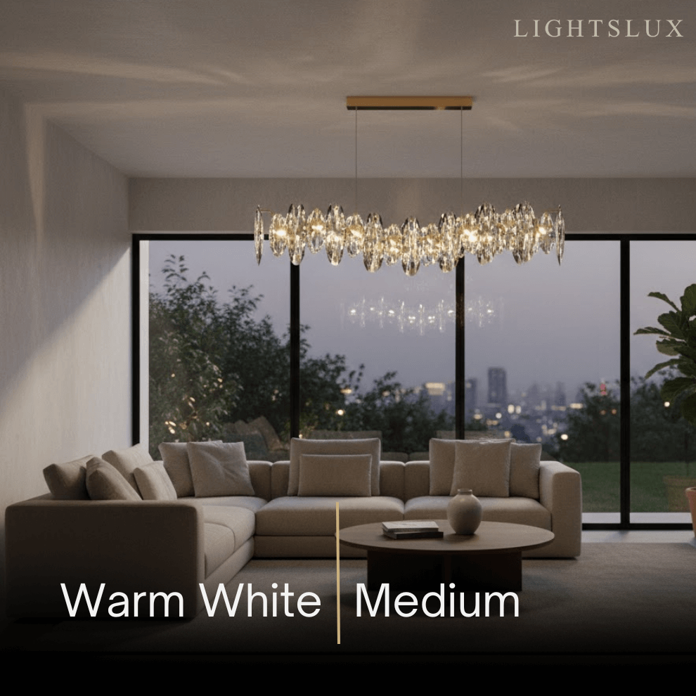 Lujoso colgante de cristal – Dorado y gris ahumado con cristales transparentes para comedor - Flindria