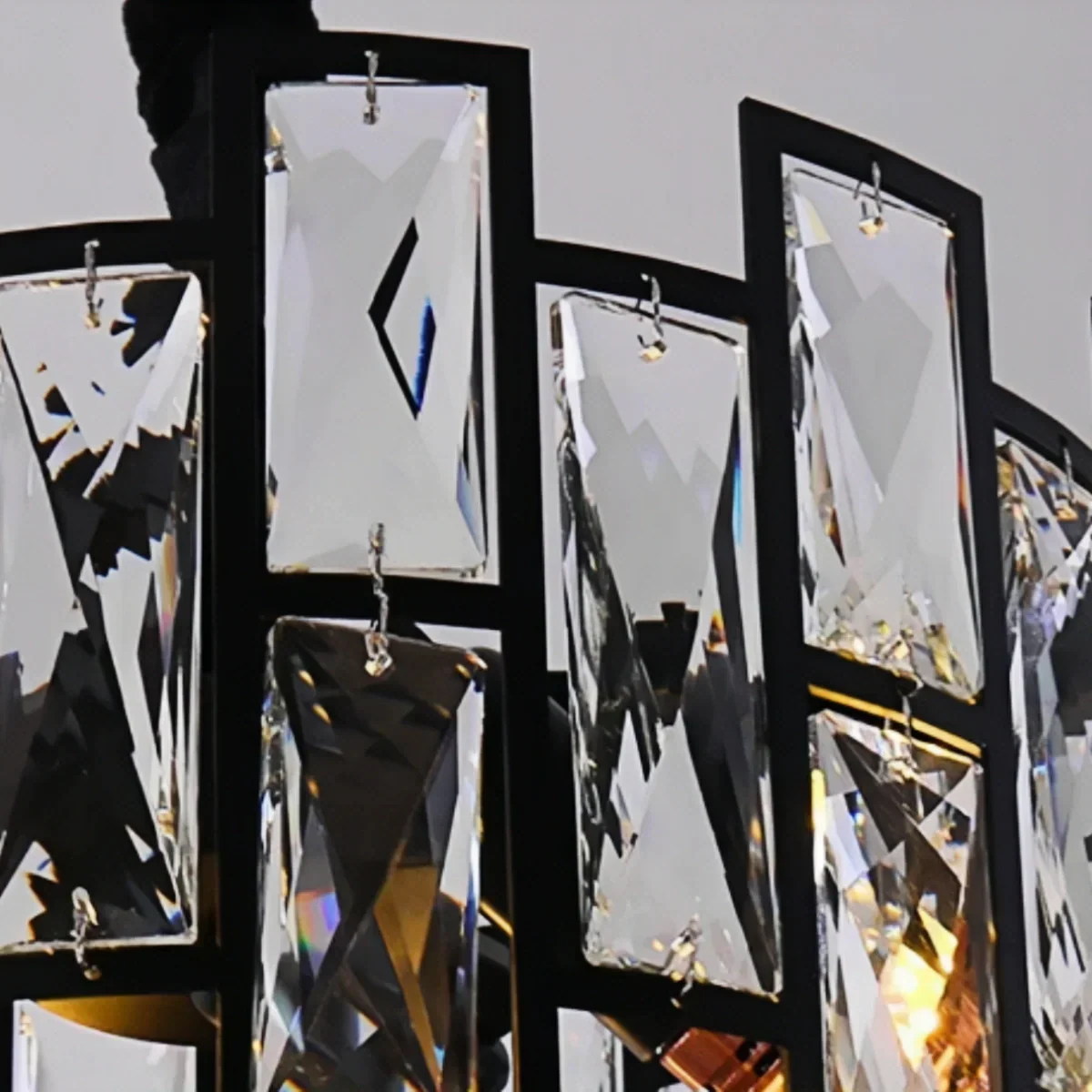 Suspension Moderne -- Cristal & Métal Noir pour Salle à Manger - Flindria
