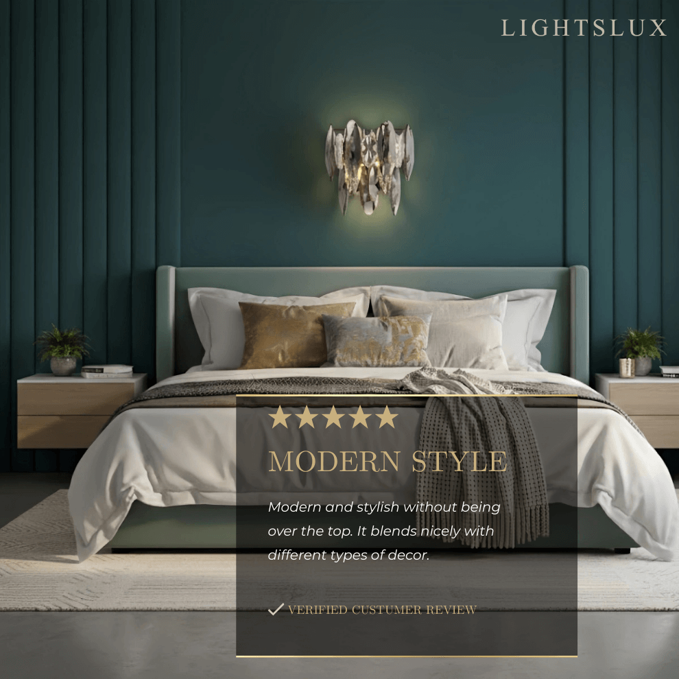 Aplique de pared moderno de lujo con cristal – Gris ahumado y dorado con cristales transparentes para interior - Flindria