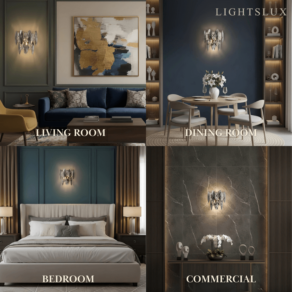 Aplique de pared moderno de lujo con cristal – Gris ahumado y dorado con cristales transparentes para interior - Flindria
