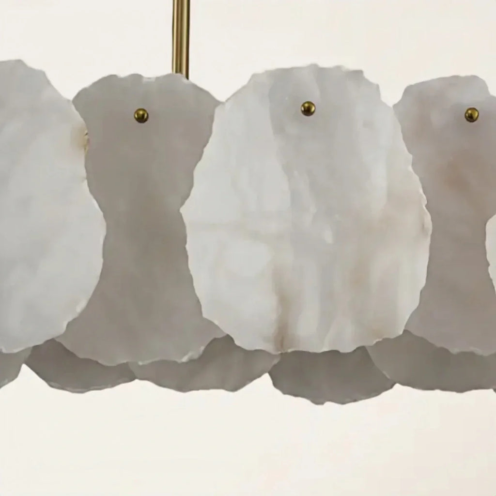 Alabaster Petal Pendant Light – Solid Brass Frame Brushed Gold Finish Kitchen island - Flindria