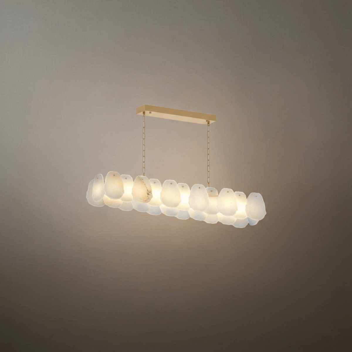 Alabaster Petal Pendant Light – Solid Brass Frame Brushed Gold Finish Kitchen island - Flindria