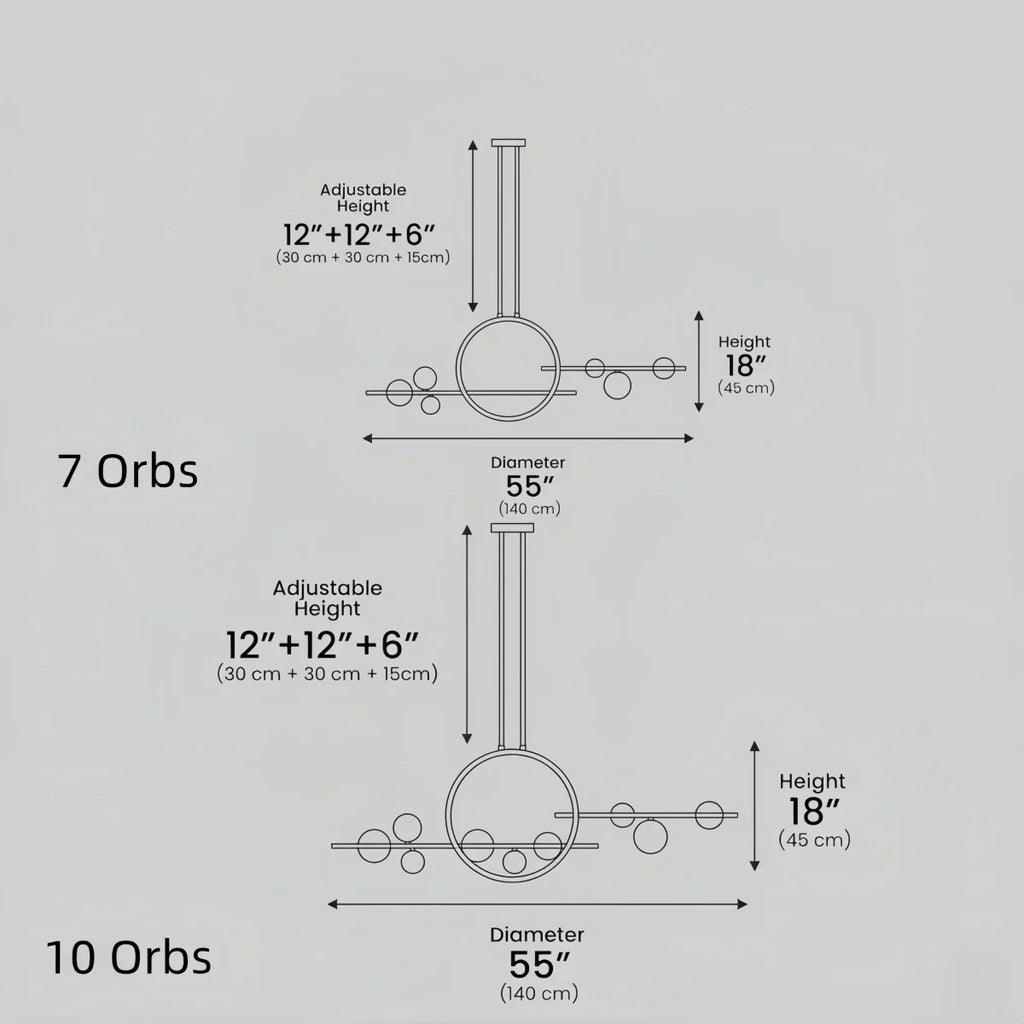 Nordic Glass Globe Chandelier – Floating Spheres on Circular Frame Kitchen Island - Flindria