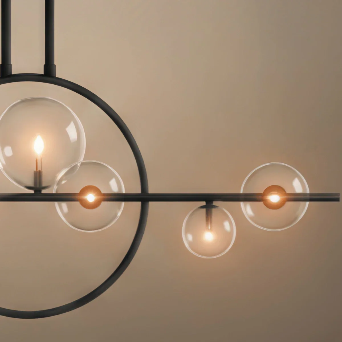Nordic Glass Globe Chandelier – Floating Spheres on Circular Frame Kitchen Island - Flindria