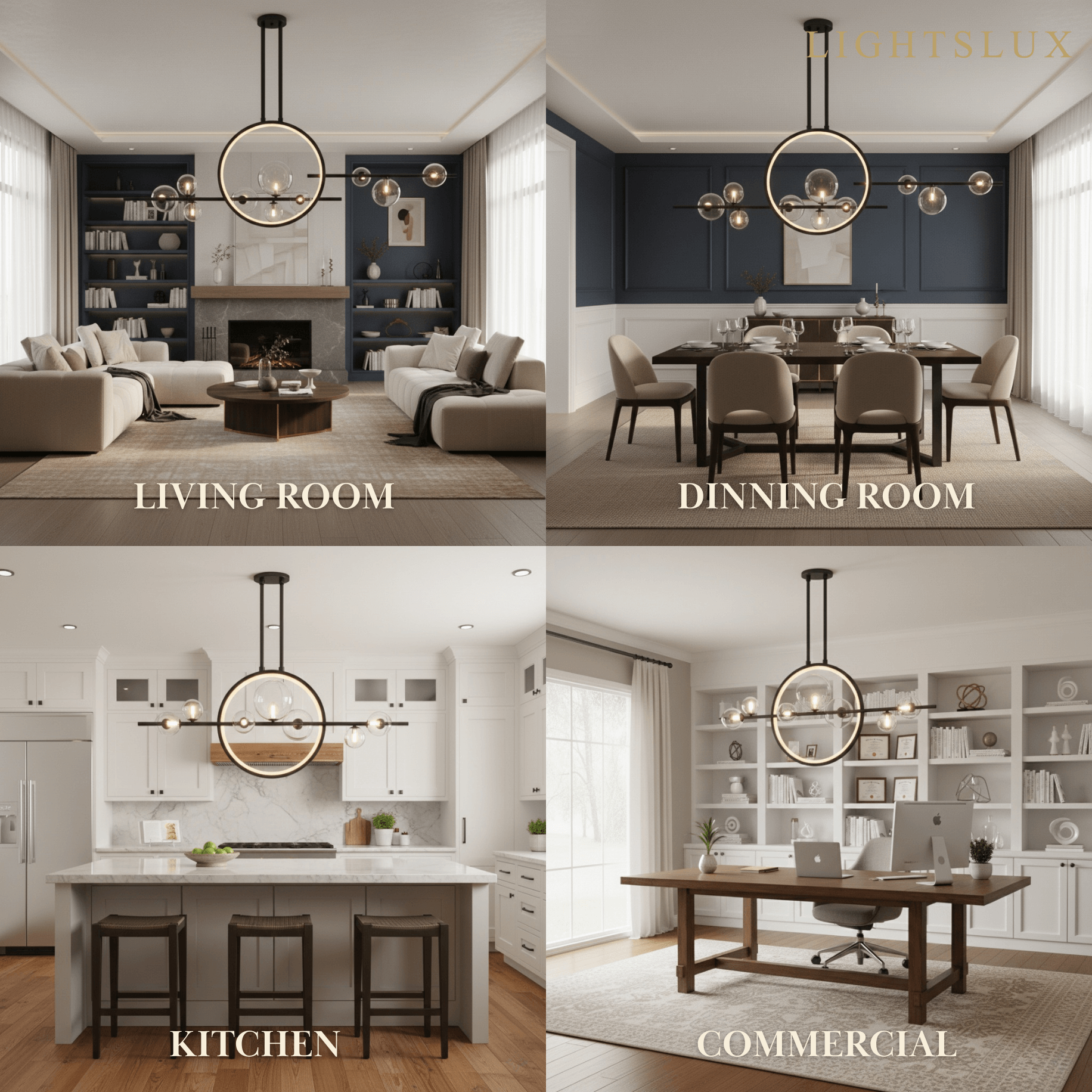Nordic Glass Globe Chandelier – Floating Spheres on Circular Frame Kitchen Island - Flindria