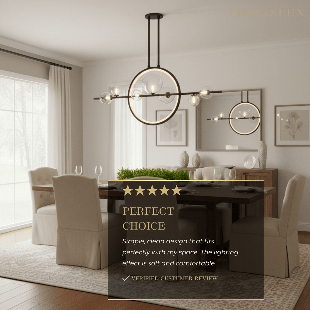 Nordic Glass Globe Chandelier – Floating Spheres on Circular Frame Kitchen Island - Flindria