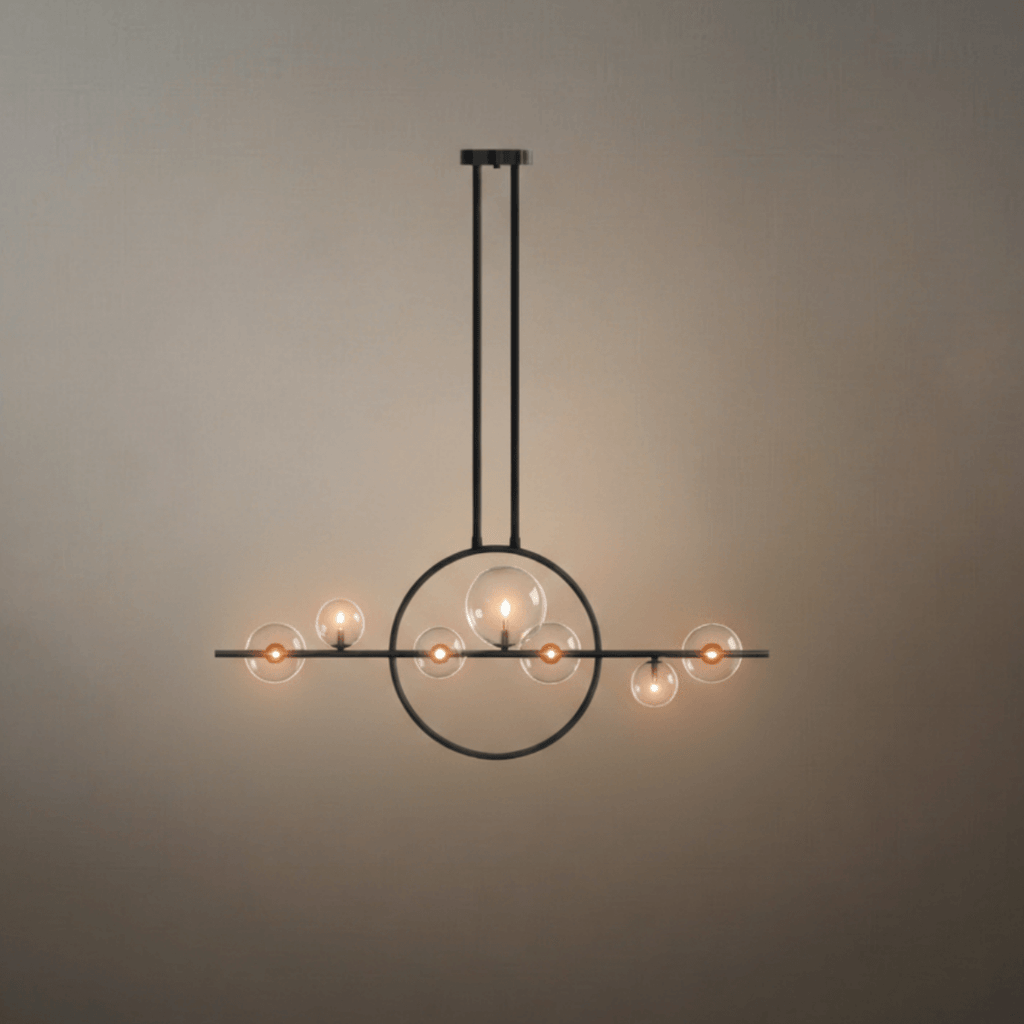 Nordic Glass Globe Chandelier – Floating Spheres on Circular Frame Kitchen Island - Flindria