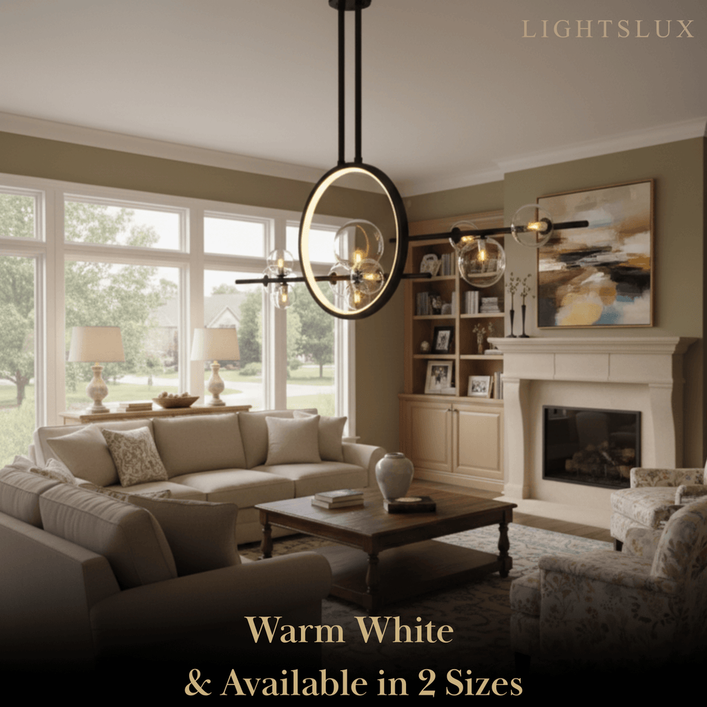 Nordic Glass Globe Chandelier – Floating Spheres on Circular Frame Kitchen Island - Flindria