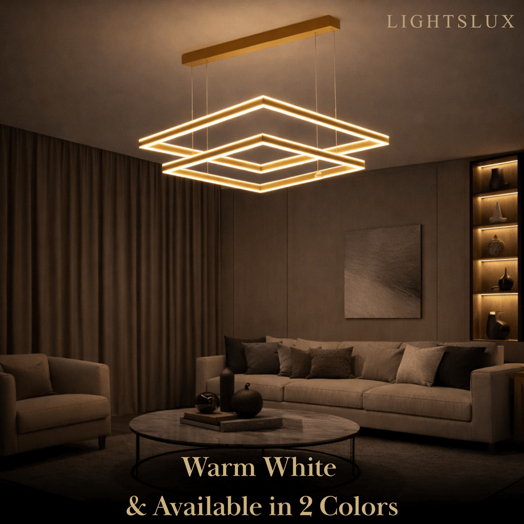 Modern Tiered Square Chandelier – Aluminum Acrylic Black Ash for Living Room - Flindria