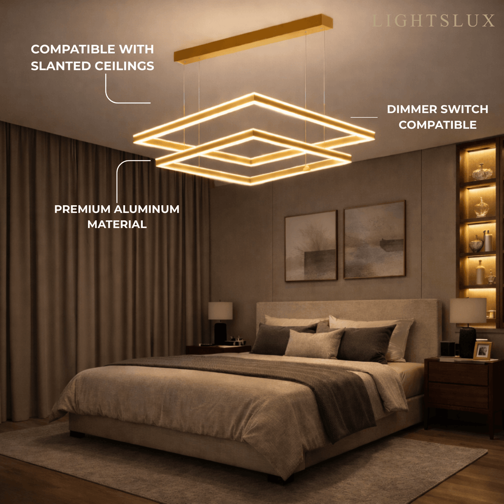 Modern Tiered Square Chandelier – Aluminum Acrylic Black Ash for Living Room - Flindria