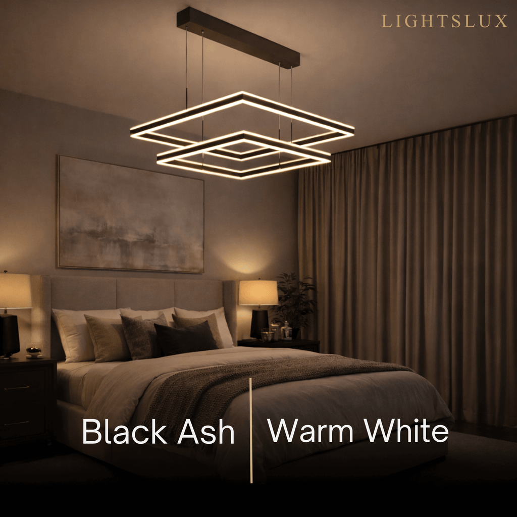 Modern Tiered Square Chandelier – Aluminum Acrylic Black Ash for Living Room - Flindria