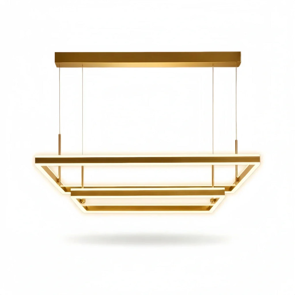 Modern Tiered Square Chandelier – Aluminum Acrylic Black Ash for Living Room - Flindria